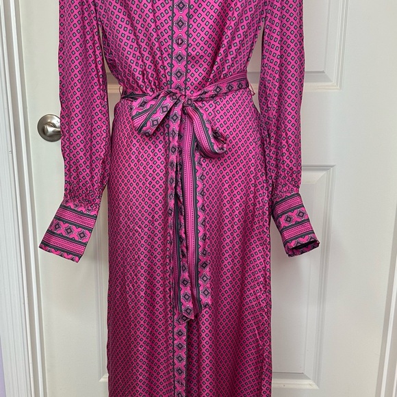 NWT vineyard vines Long Sleeve Silk Blend Twill Midi Shirtdress in Diamond Sz M - Picture 2 of 14